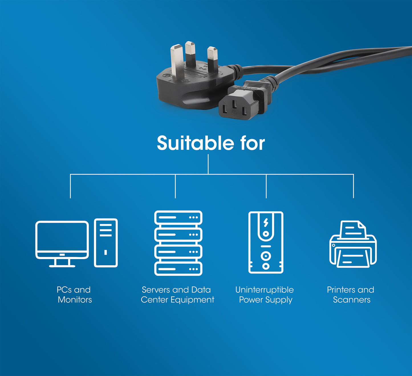 UK Power Cable C13 to BS1363, 3 m Image 7