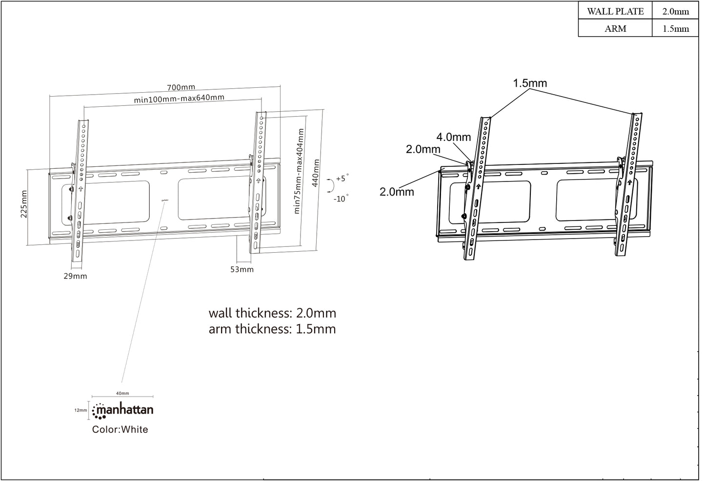 Tilting TV Wall Mount with Post-Leveling Adjustment, for 37" to 80" Displays Image 9