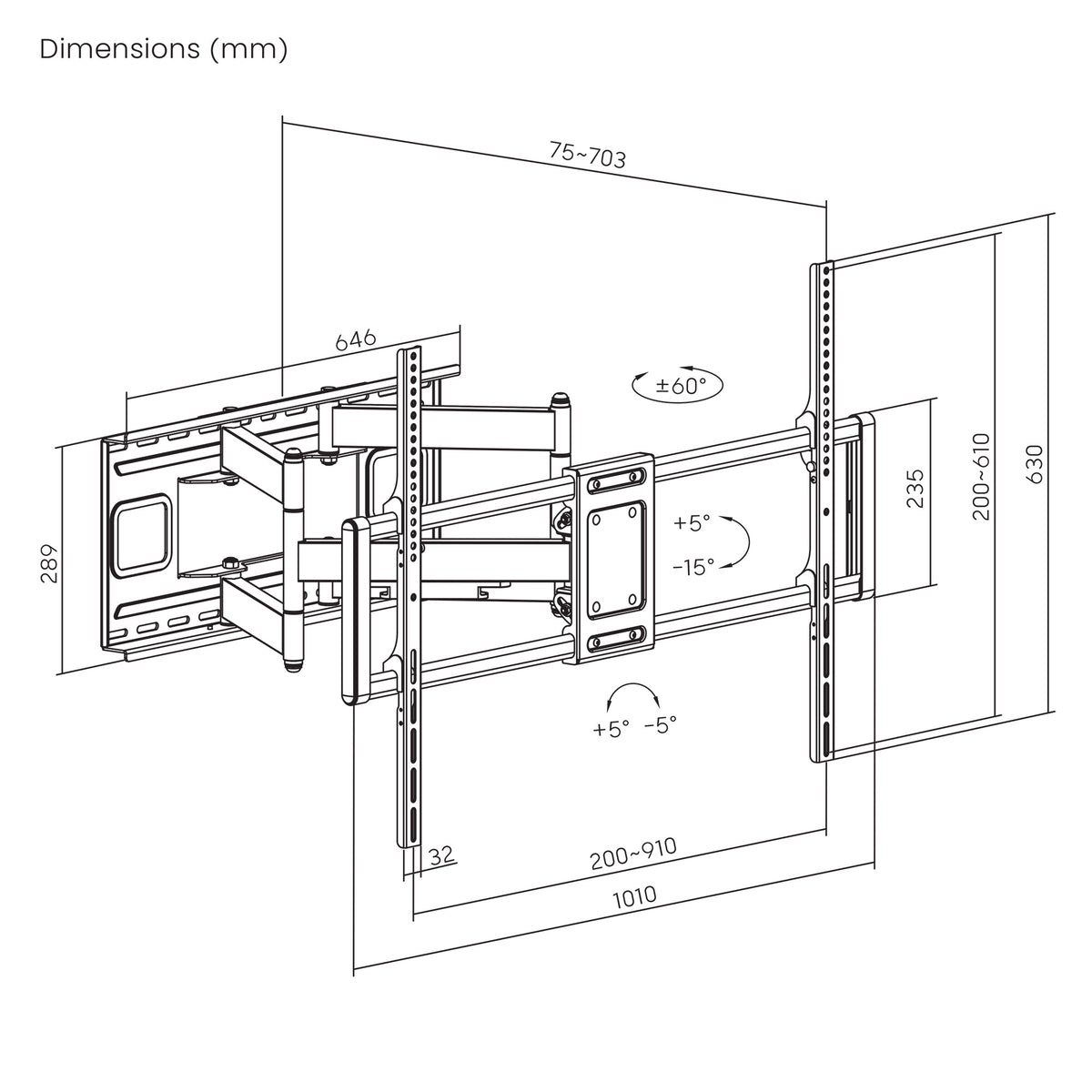Heavy-Duty Large-Screen Full-Motion TV Wall Mount, for 60" to 120" Displays Image 15