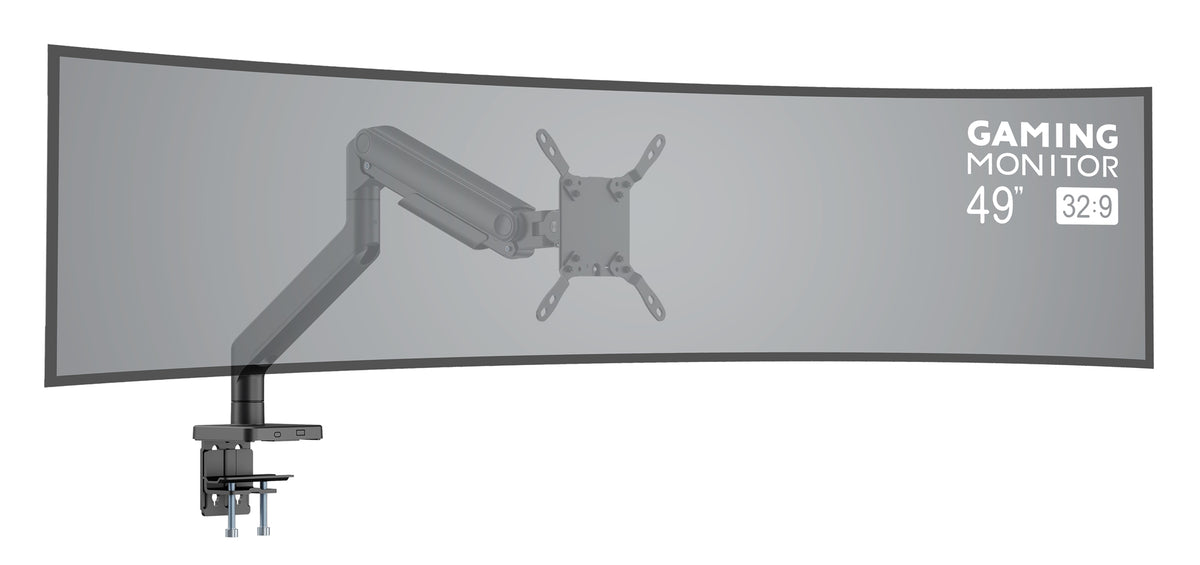 Heavy-Duty Aluminum Mechanical Spring Single Monitor Desk Mount, for 17" to 49" Displays Image 15