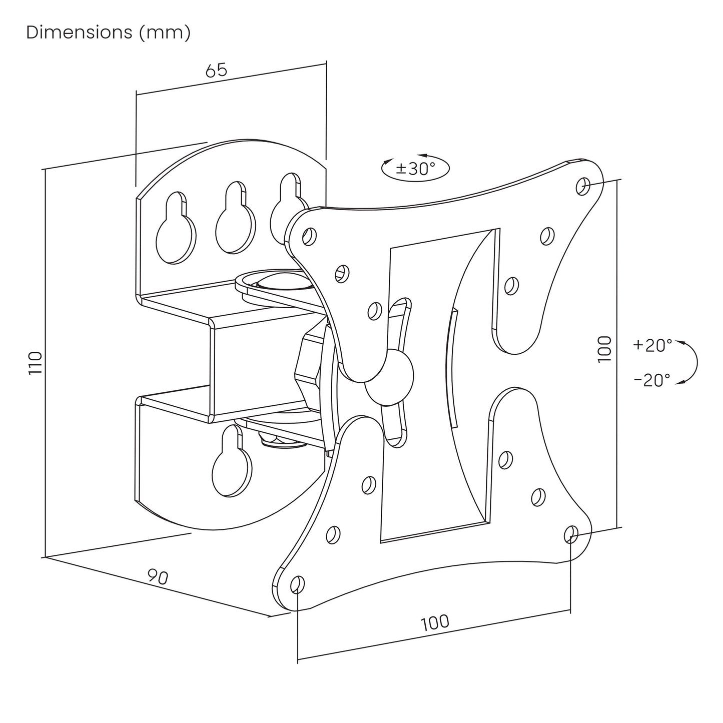 Pivoting TV Wall Mount with Tilt and Swivel, for 13" to 32" Displays Image 11