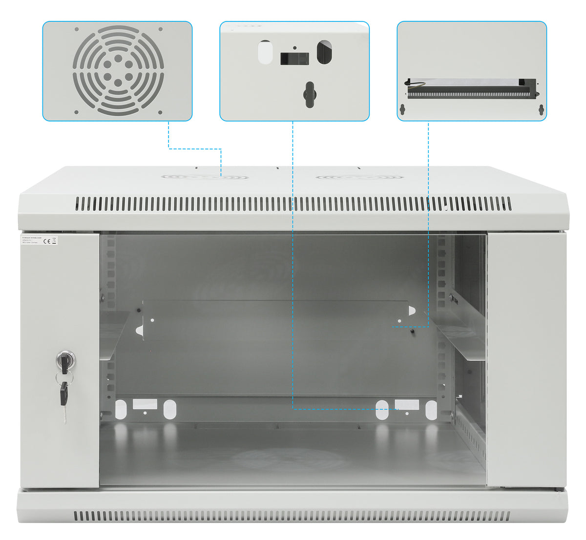19" Wallmount Cabinet, 6U, 600 mm (23.6 in.) Depth, Gray Image 9