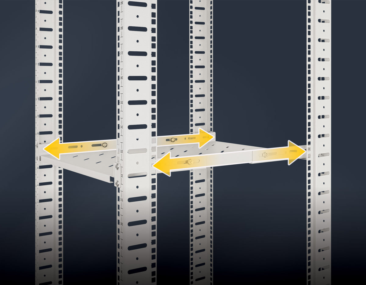 19" Shelf with Variable Rails for Fixed Mounting, Shelf Depth 550 mm, Gray Image 5