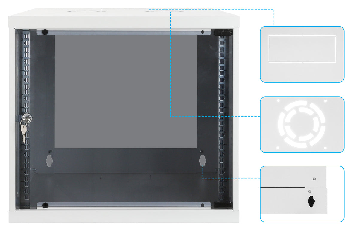 9U 19" Wall Mount Network Cabinet, Basic Line, 400 mm Depth, Gray Image 8