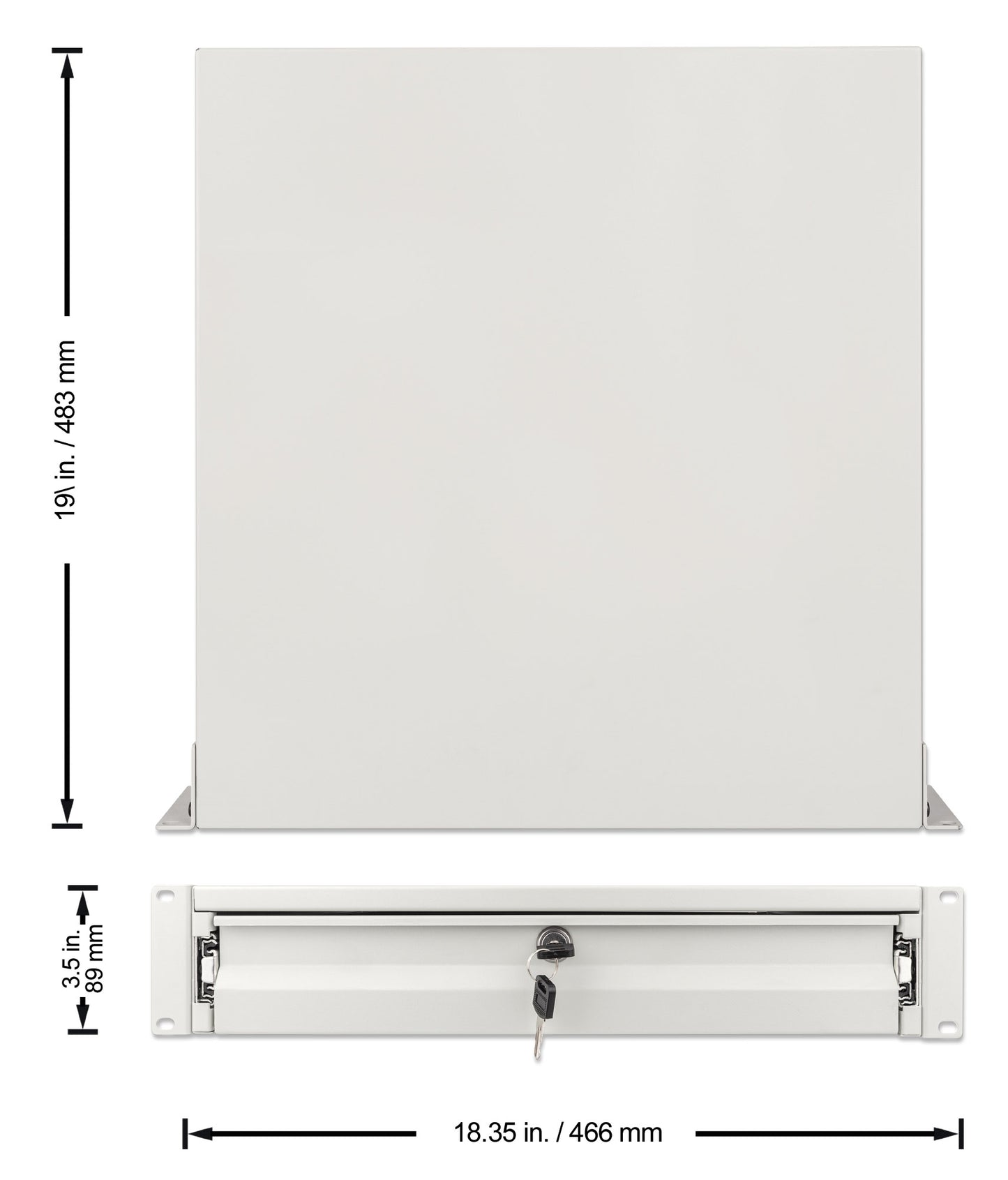 19" Storage Drawer Shelf, 2U, 466 mm Depth, Gray Image 6