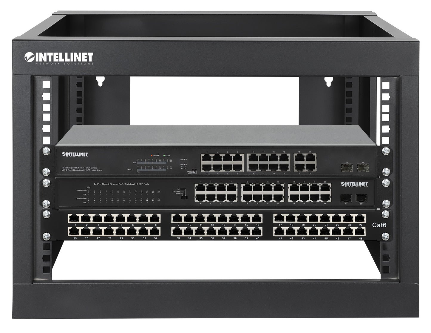 19" Wall Mount 4-Post Open Frame Network Rack, 6U Image 8