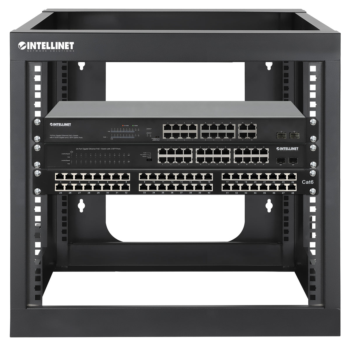 19" Wall Mount 4-Post Open Frame Network Rack, 9U Image 8