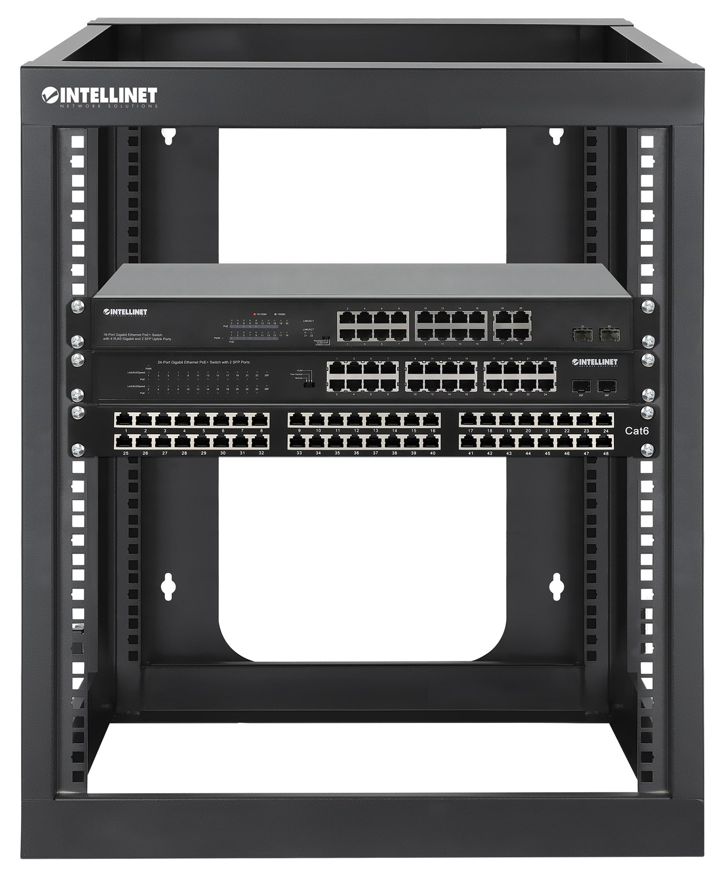 19" Wall Mount 4-Post Open Frame Network Rack, 12U Image 8