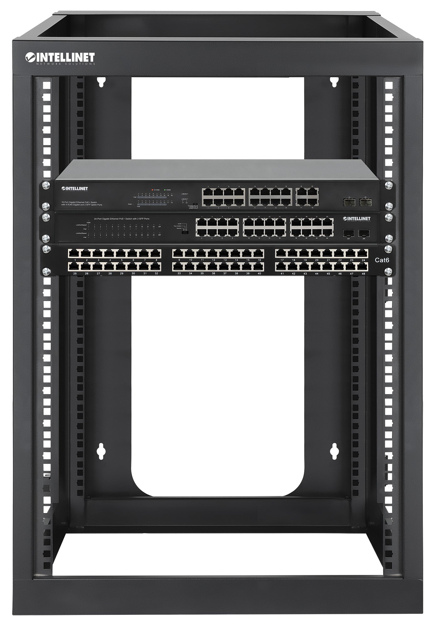 19" Wall Mount 4-Post Open Frame Network Rack, 15U Image 8