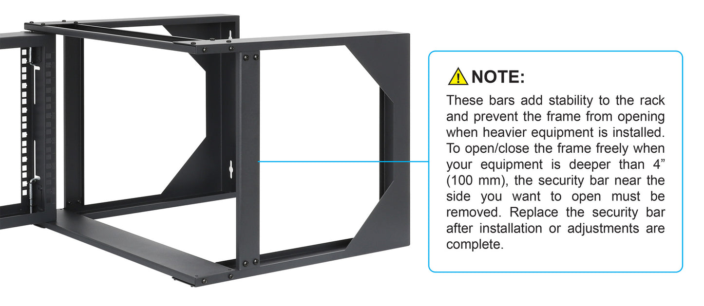 6U 19" Wall Mount 2-Post Open Frame Network Rack, Black Image 8