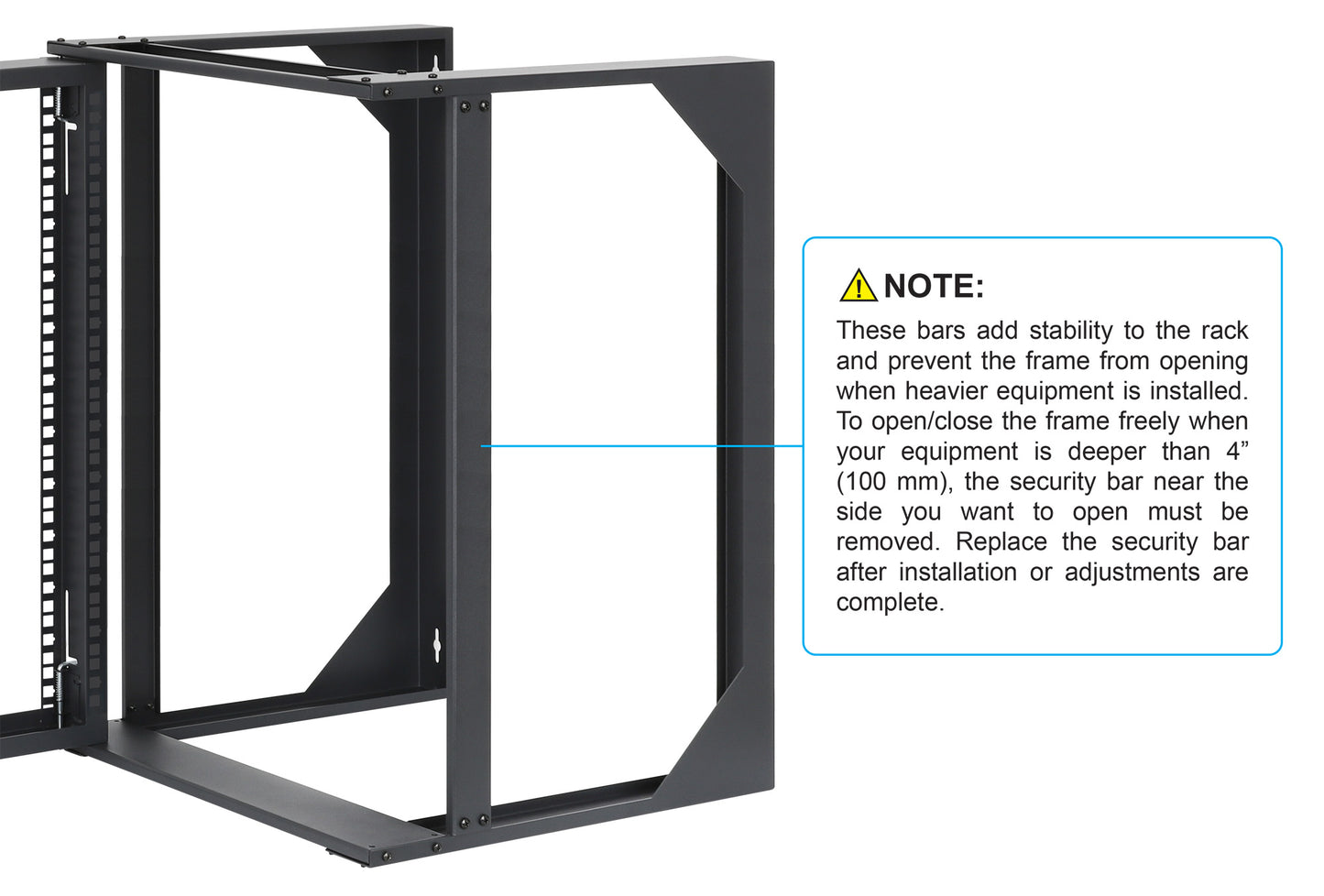 19" Wall Mount 2-Post Open Frame Network Rack, 12U Image 8