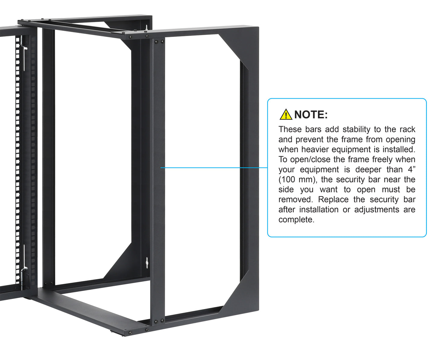 19" Wall Mount 2-Post Open Frame Network Rack, 15U Image 8