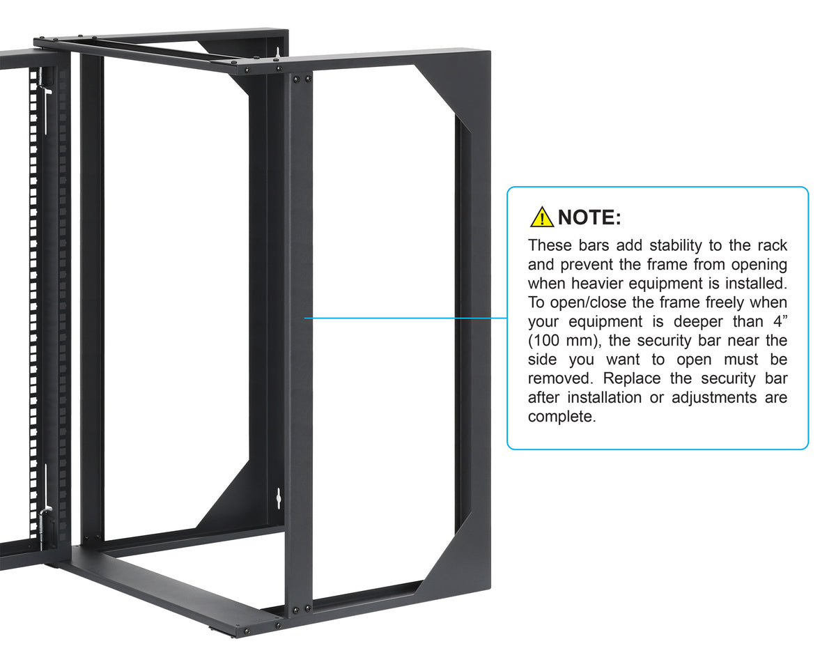 19" Wall Mount 2-Post Open Frame Network Rack, 15U Image 8
