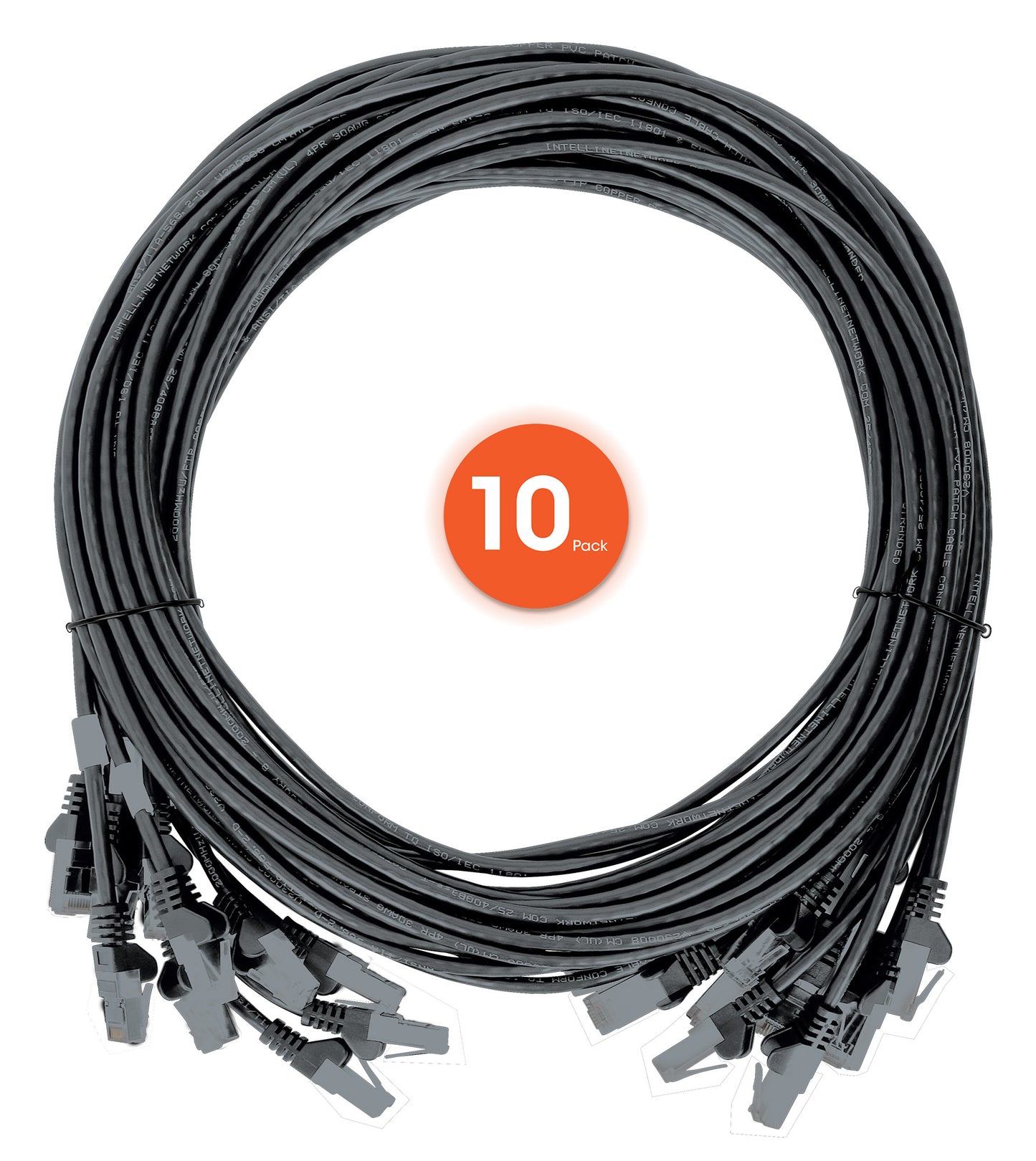 Cat6 U/UTP Premium Network Patch Cable, 0.25 m (0.8 ft.), Black, 10-Pack Image 7