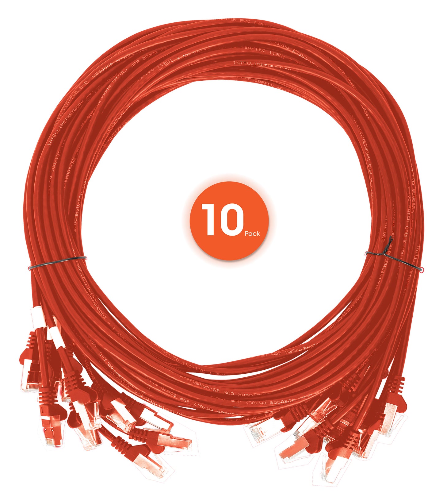 Cat6 U/UTP Premium Network Patch Cable, 0.25 m (0.8 ft.), Red, 10-Pack Image 7