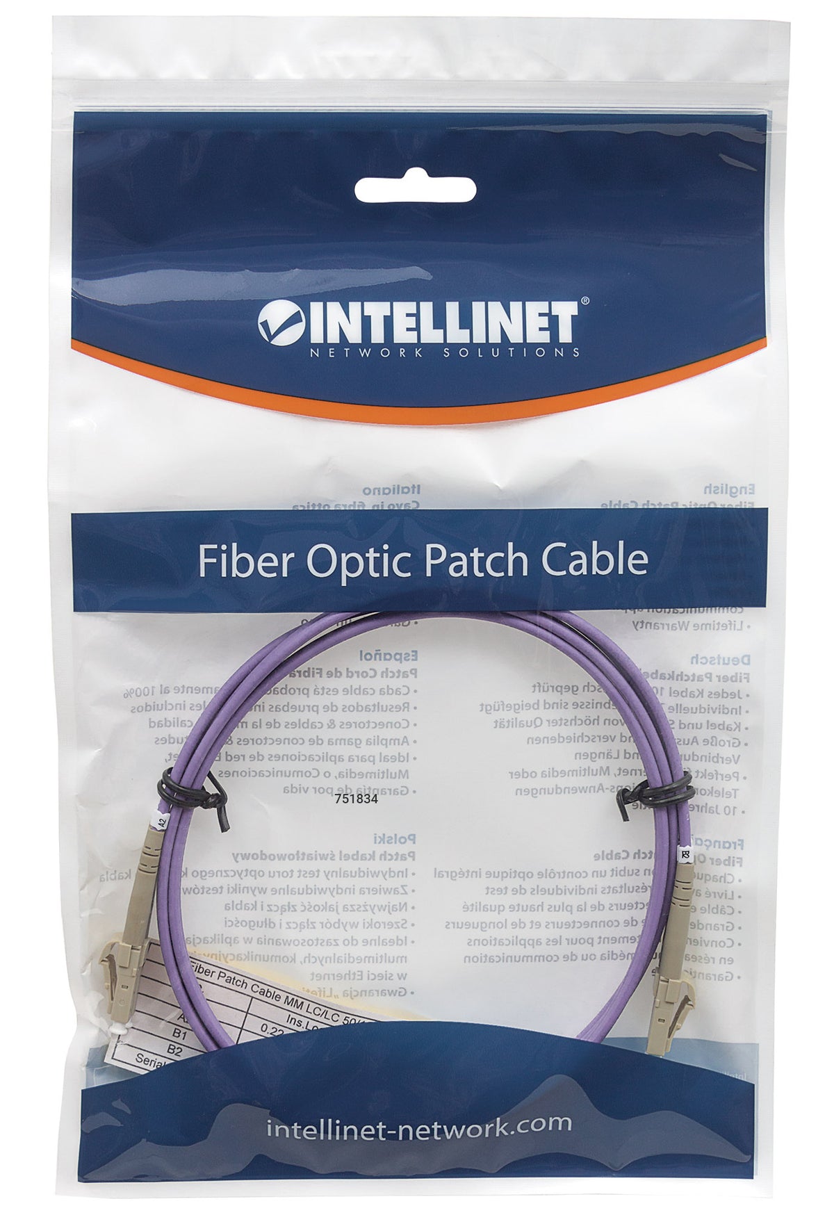 4 m LC to LC UPC Fiber Optic Patch Cable, 2.0 mm, Duplex, OFNR, OM4 Multimode, Violet Image 5