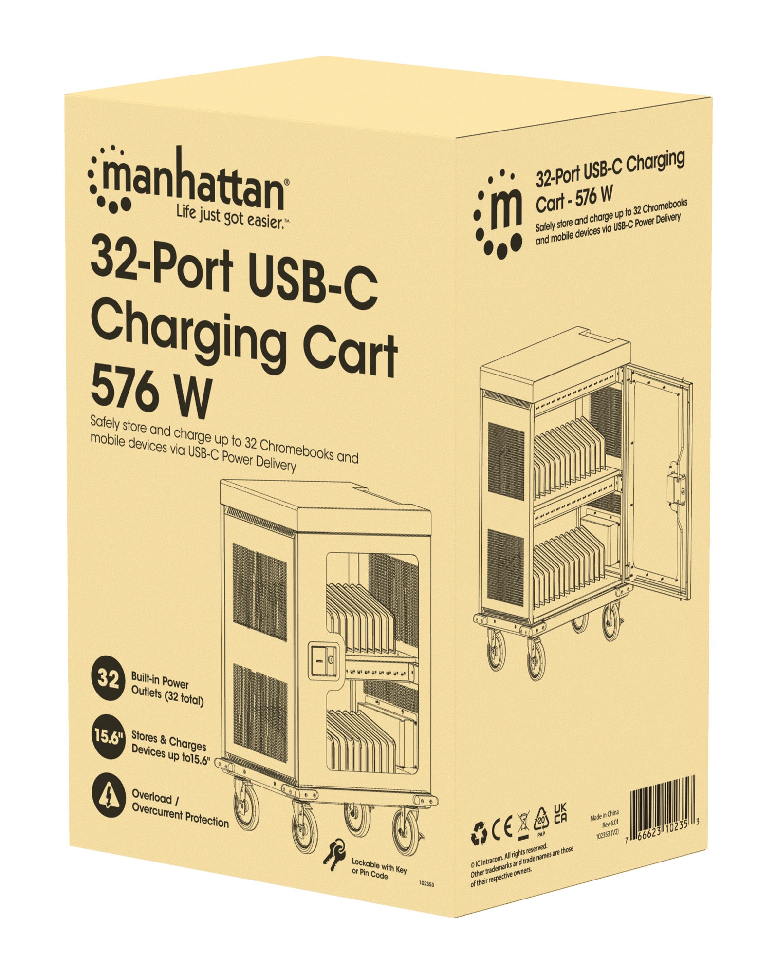 32-Port USB-C Charging Cart - 18W per Port Packaging Image 2