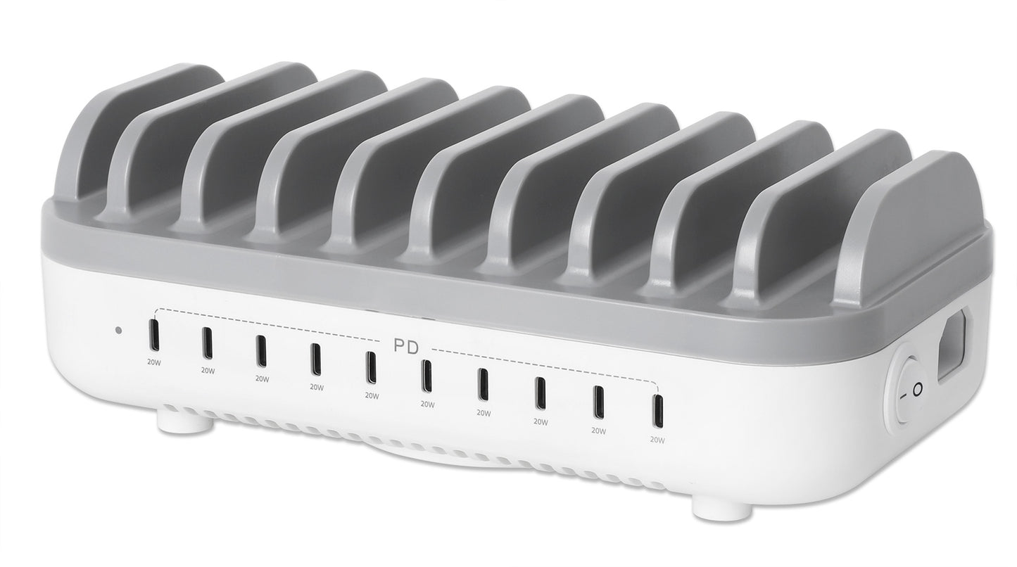 10-Port USB-C Power Delivery Charging Station - 20W per Port Image 1