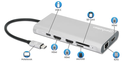 USB-C PD 12-in-1 Triple-HDMI Monitor Docking Station with MST Image 12