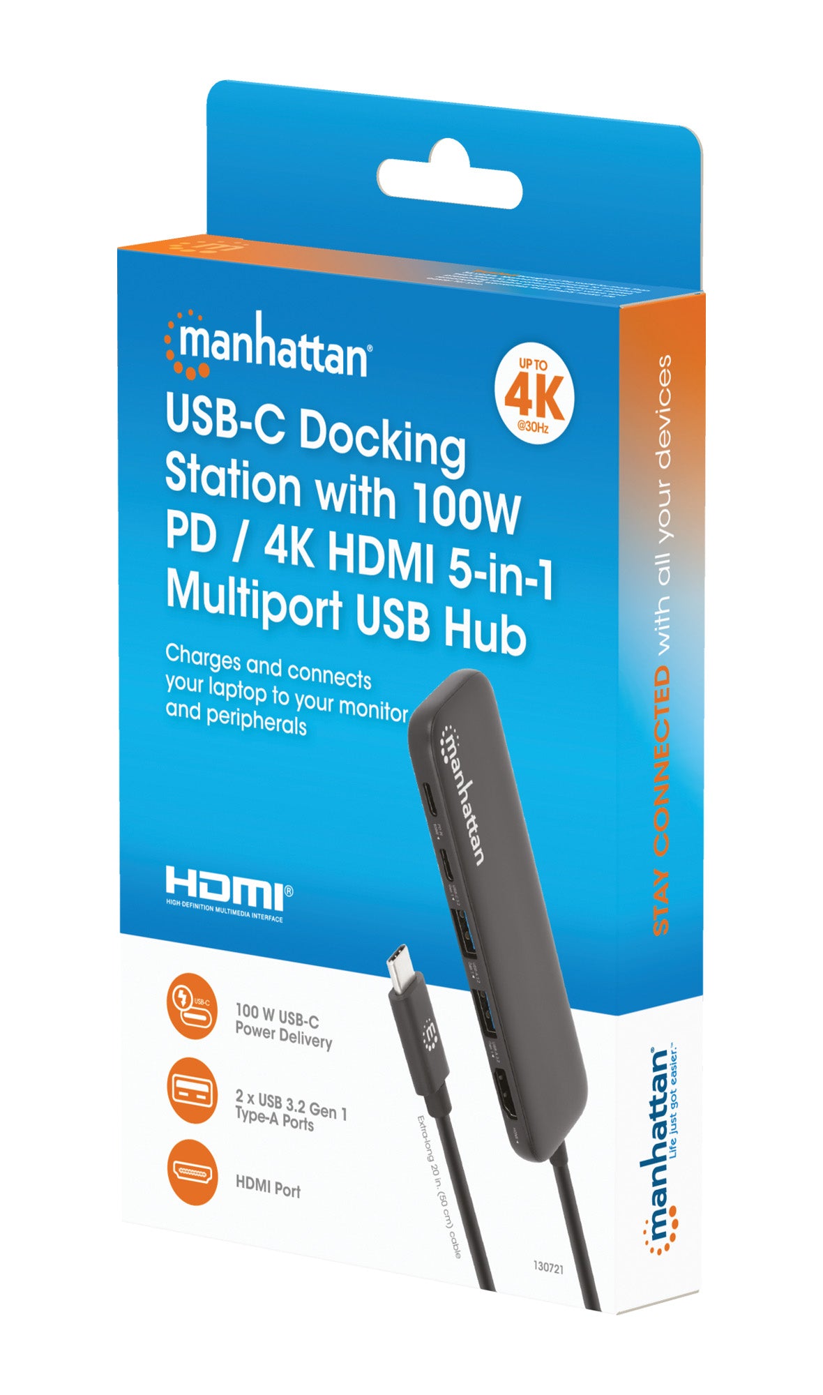 USB-C Docking Station with 100 W PD / 4K HDMI 5-in-1 Multiport USB Hub Packaging Image 2