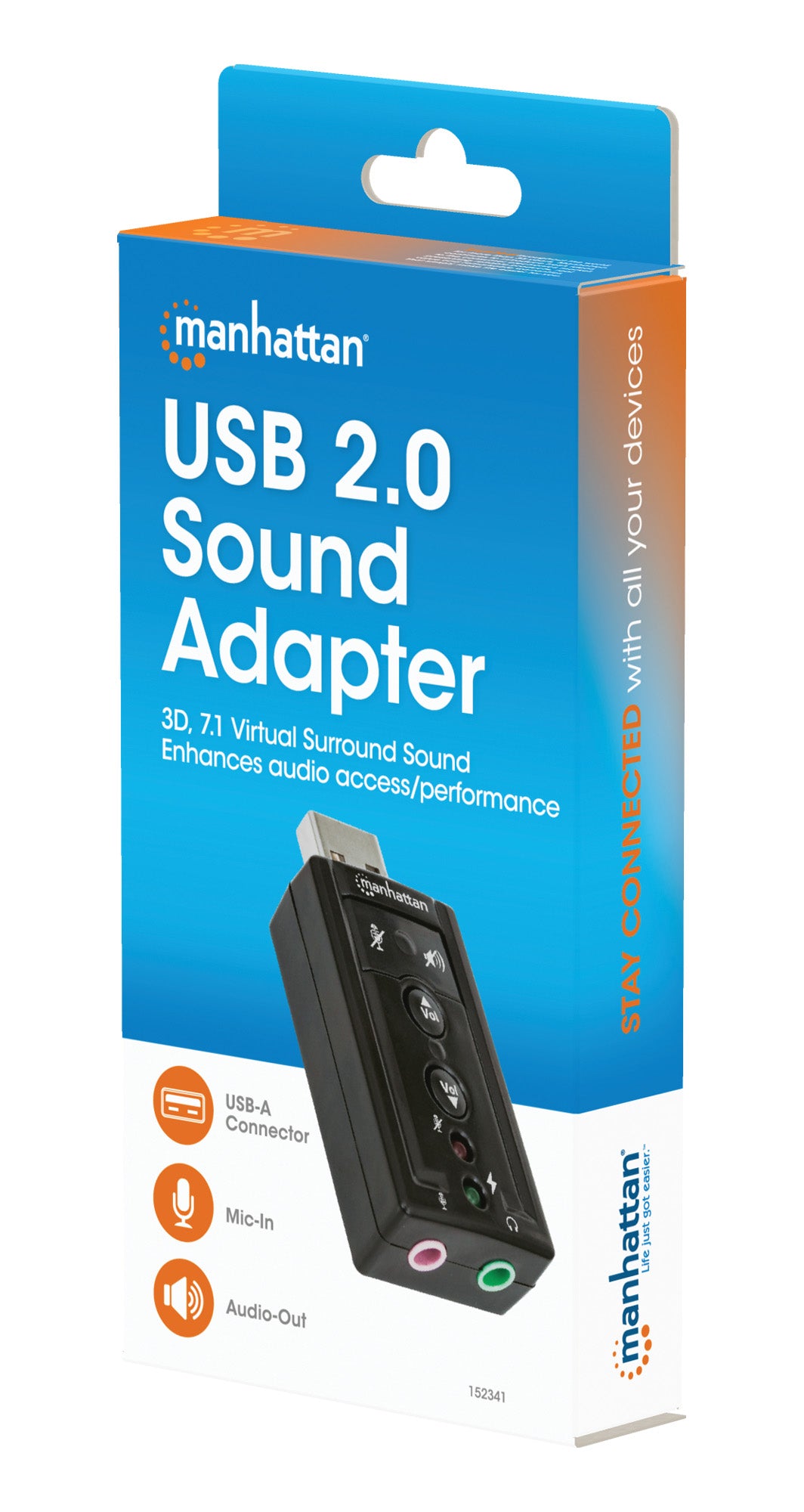 USB-A to 3.5 mm Audio Adapter with Volume Controls Packaging Image 2