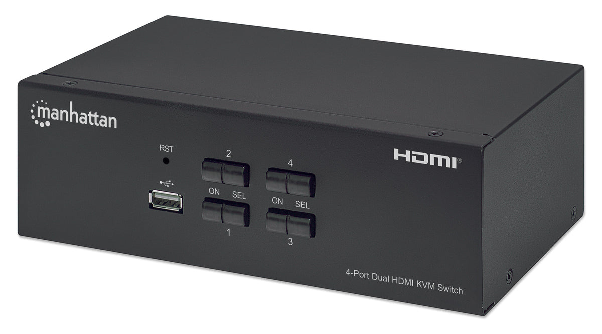 4-Port Dual-Monitor HDMI KVM Switch Image 1