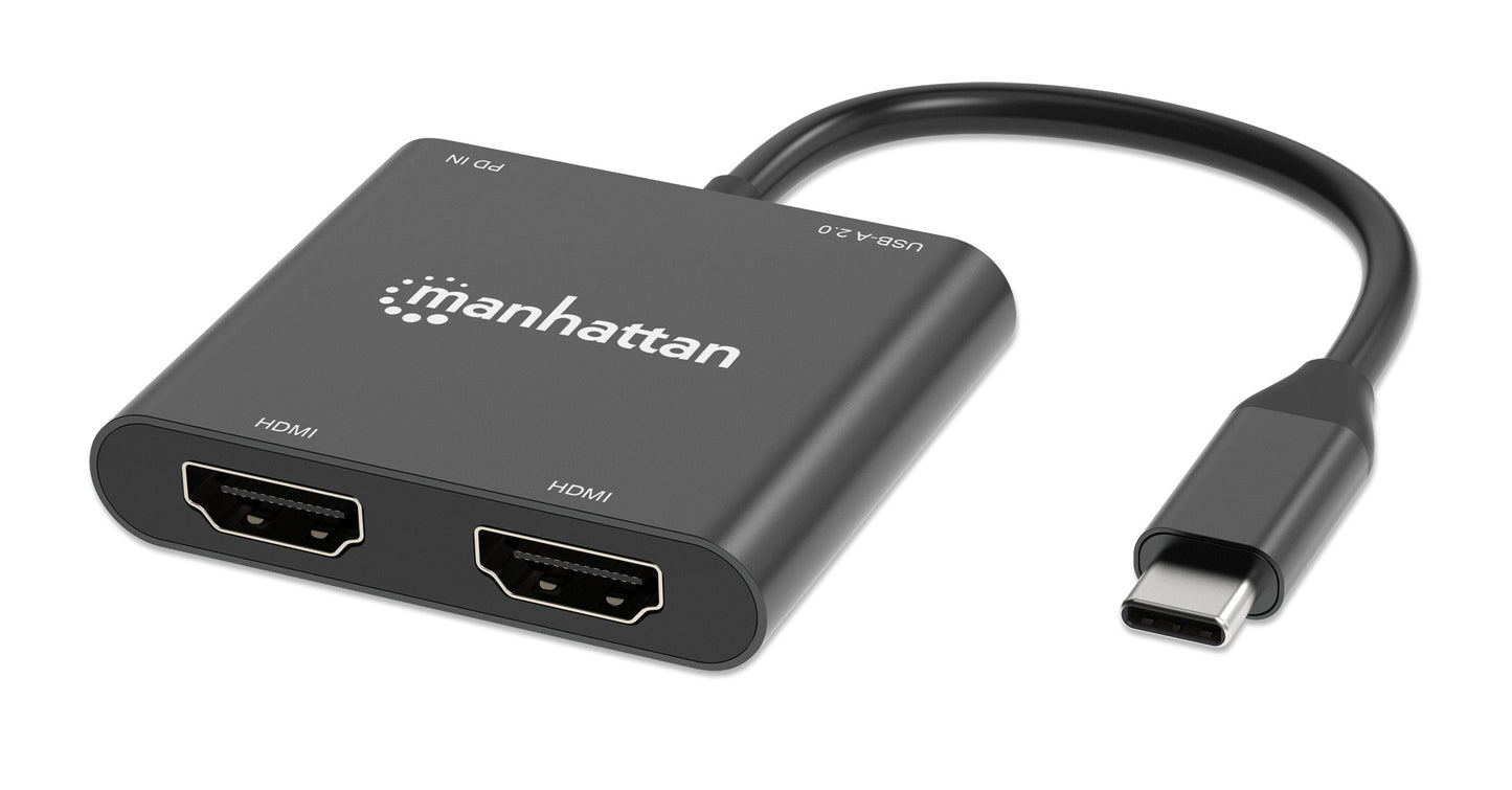 USB-C PD to Dual-HDMI Monitor Adapter for Laptop and Tablet Image 1