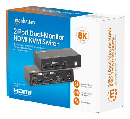 2-Port Dual-Monitor HDMI KVM Switch 8K@60Hz Packaging Image 2