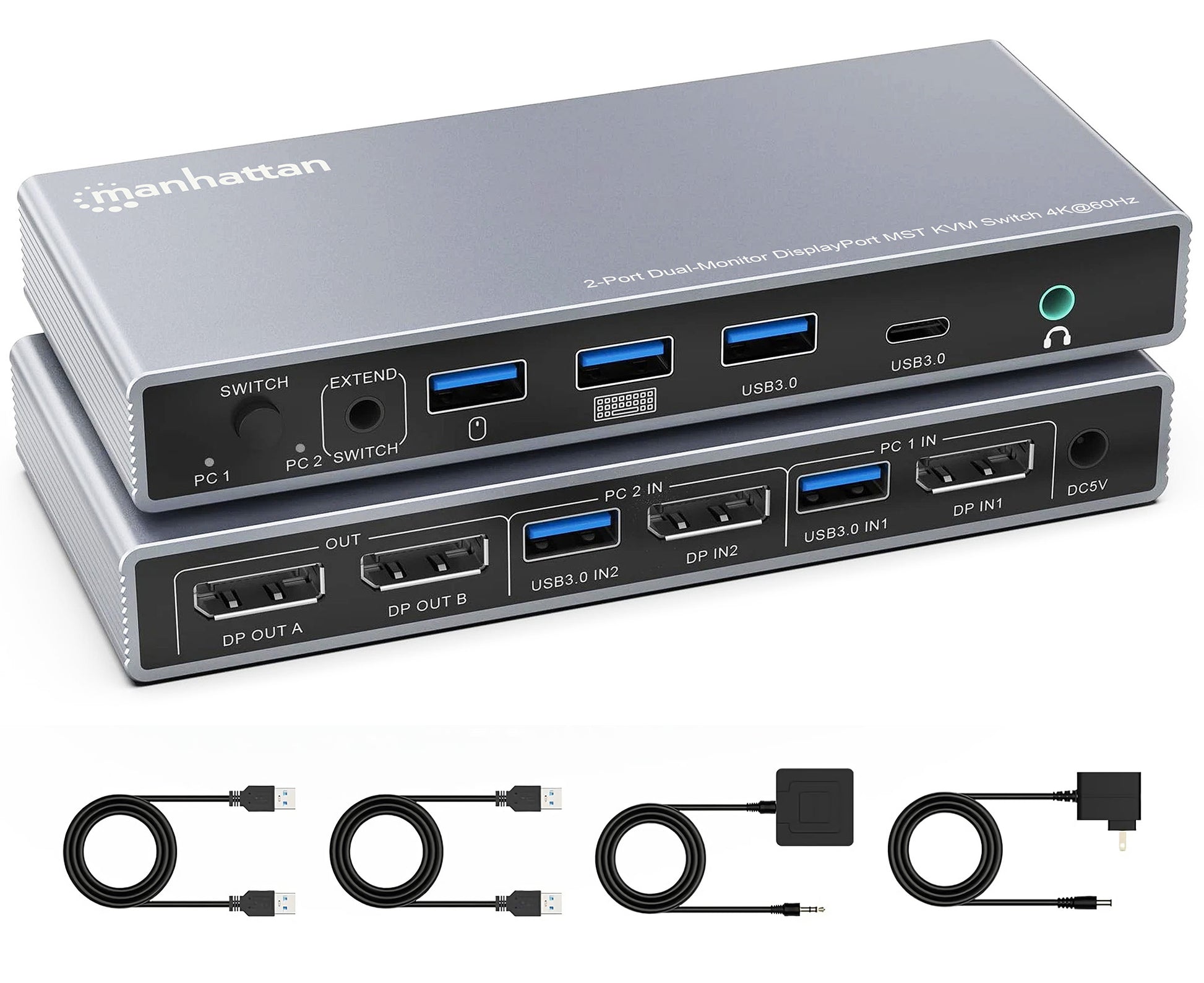 2-Port Dual-Monitor DisplayPort MST KVM Switch 4K@60Hz Image 13