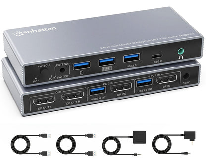 2-Port Dual-Monitor DisplayPort MST KVM Switch 4K@60Hz Image 13
