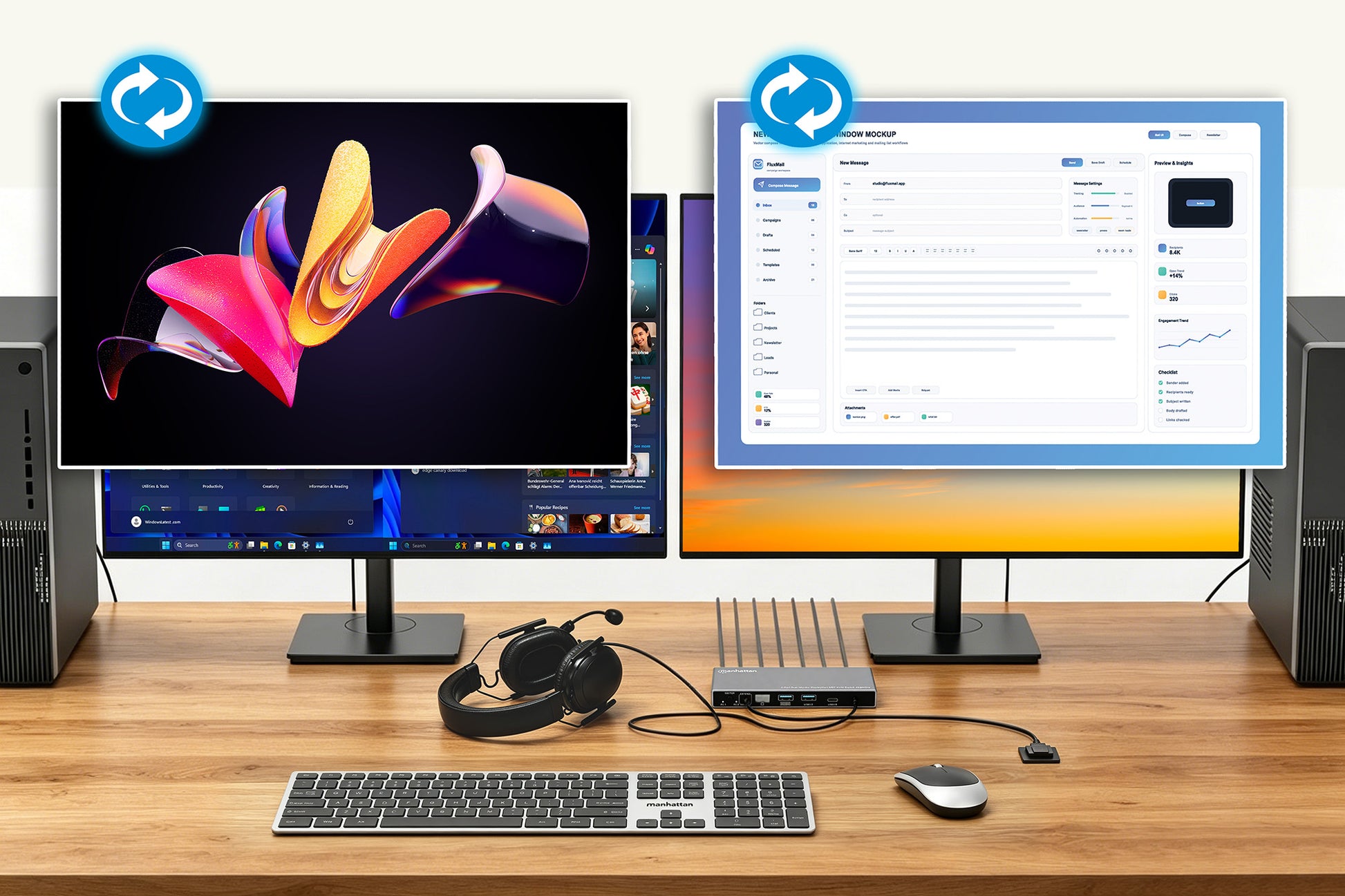2-Port Dual-Monitor DisplayPort MST KVM Switch 4K@60Hz Image 3