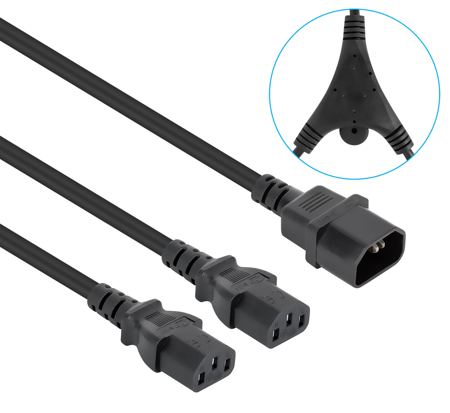 Power Cable Y-Splitter 2 x C13 to C14, 1.8 m Image 2