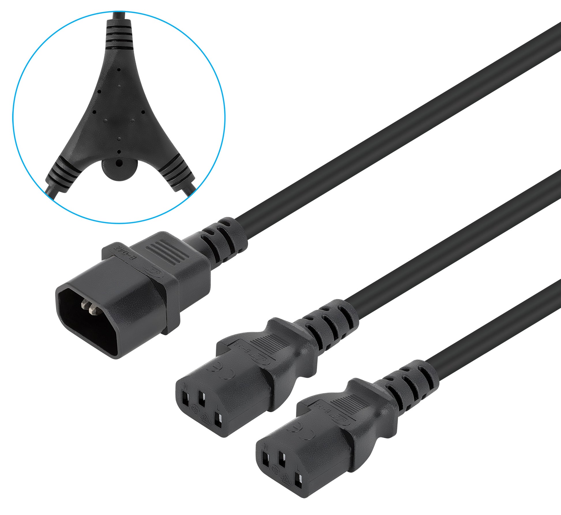 Power Cable Y-Splitter 2 x C13 to C14, 1.8 m Image 1