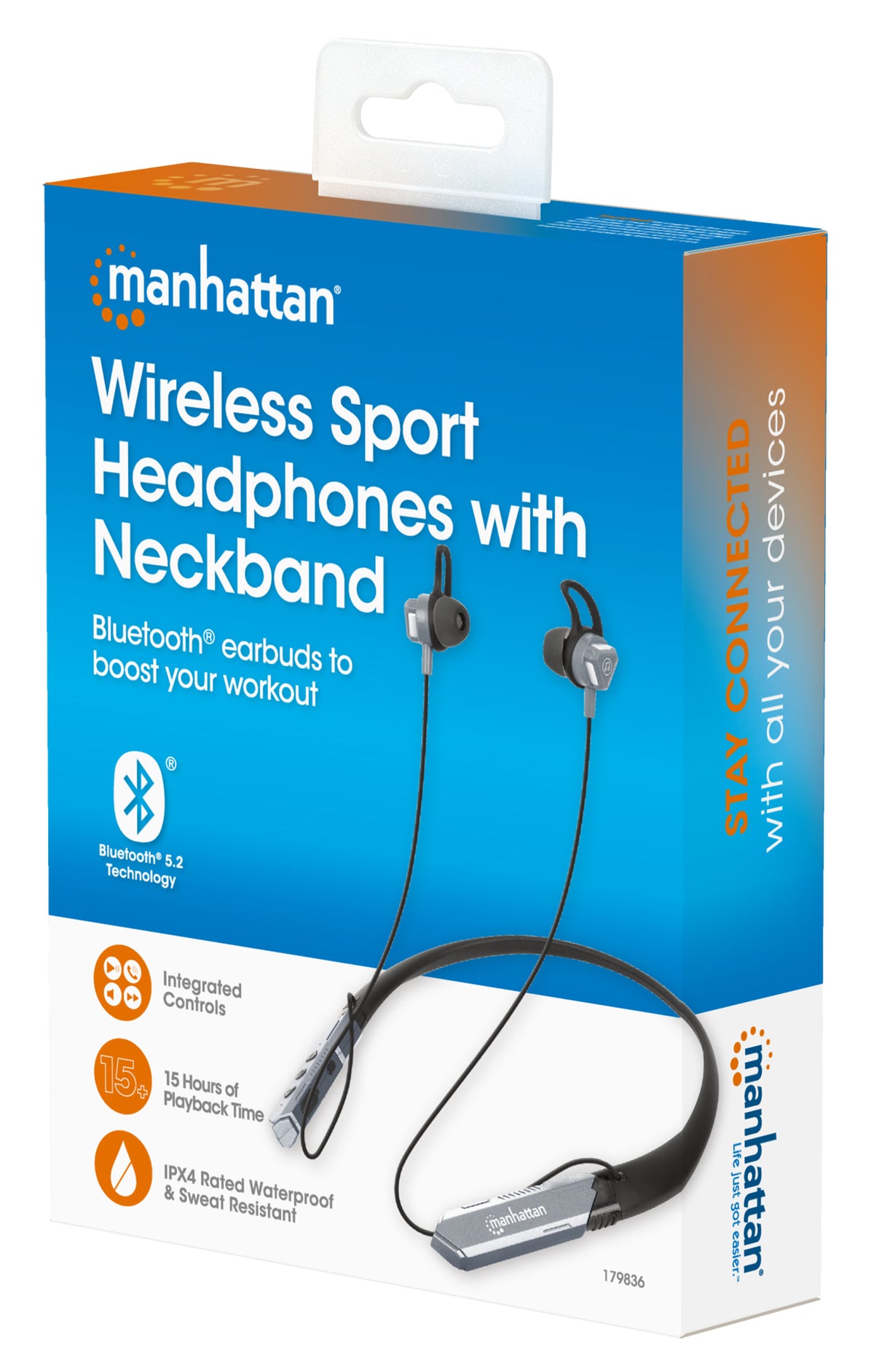 Wireless Sport Headphones with Neckband, Black/Space Gray Packaging Image 2