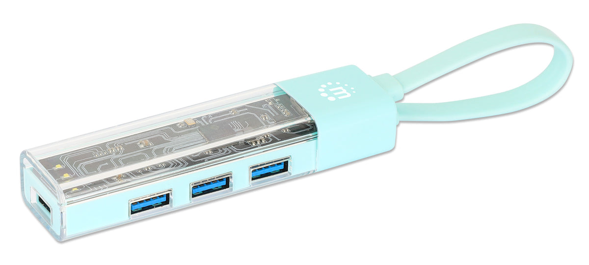 Transparent 4-Port USB 3.0 Type-C / Type-A Combo Hub Image 1
