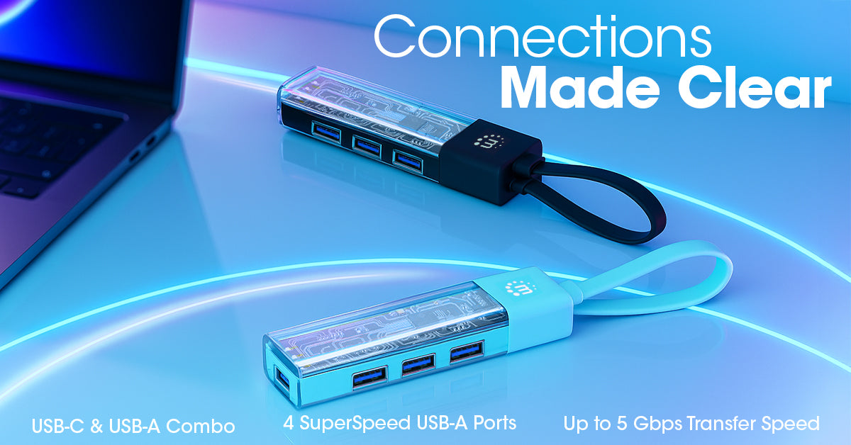 Transparent 4-Port USB 3.0 Type-C / Type-A Combo Hub Image 12