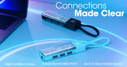 Transparent 4-Port USB 3.0 Type-C / Type-A Combo Hub Image 12