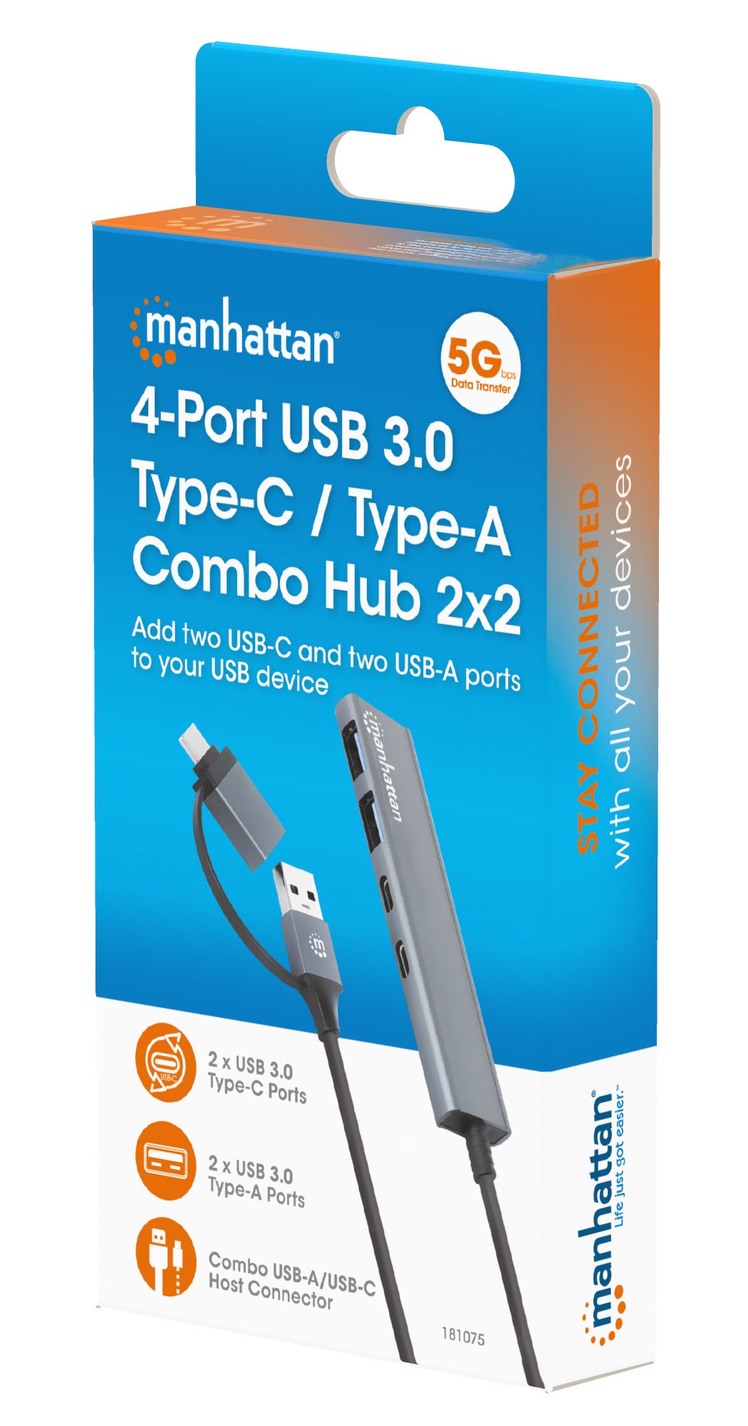 4-Port USB 3.0 Type-C / Type-A Combo Hub 2x2 Packaging Image 2