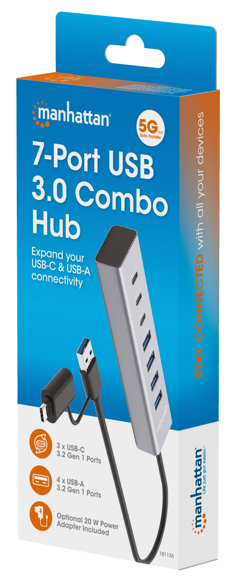 7-Port USB 3.0 Type-C / Type-A Combo Hub 3+4 Packaging Image 2