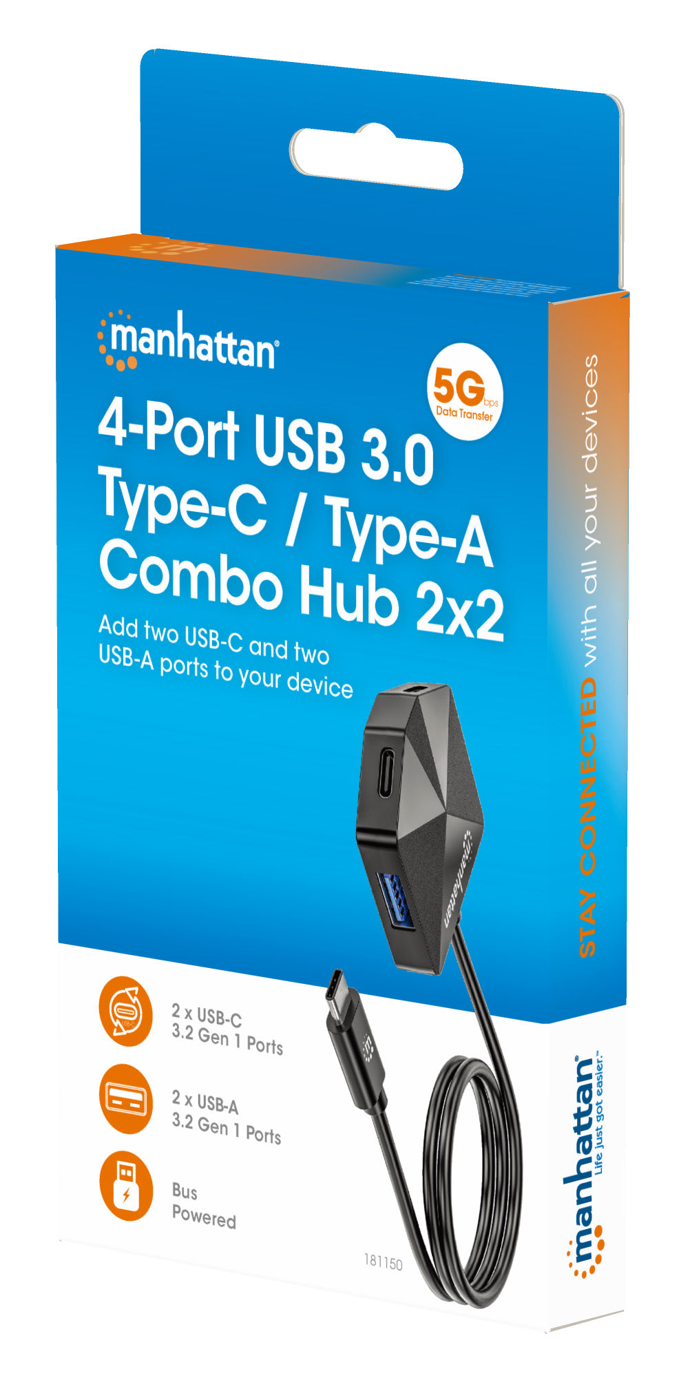 4-Port USB 3.0 Type-C / Type-A Combo Hub 2x2 Packaging Image 2