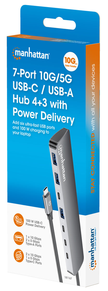 7-Port 10G/5G USB-C / USB-A Hub 4+3 with Power Delivery Packaging Image 2