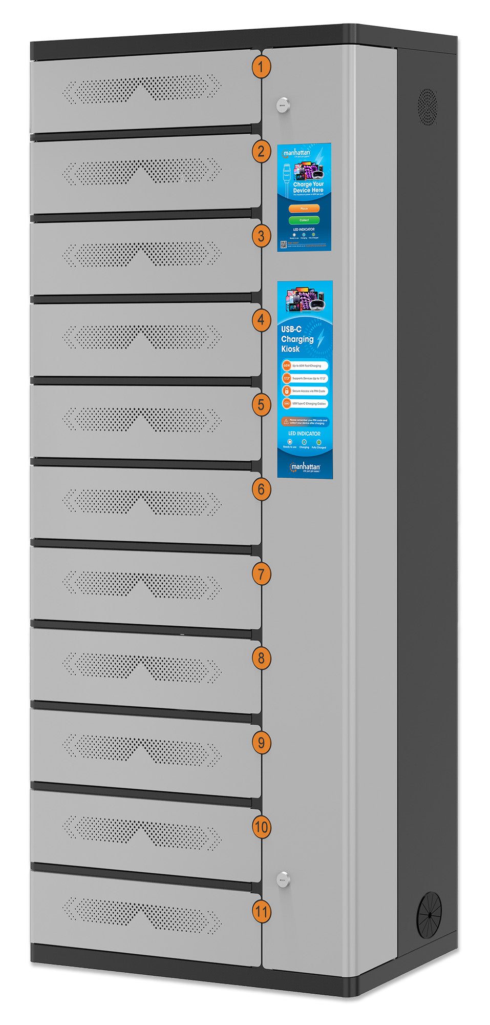 11-Compartment USB-C Charging Kiosk - 65W per Port Image 1
