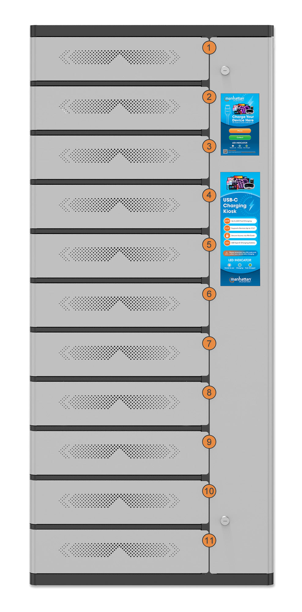 11-Compartment USB-C Charging Kiosk - 65W per Port Image 5