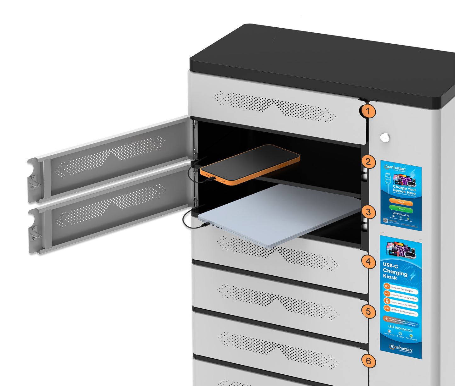 11-Compartment USB-C Charging Kiosk - 65W per Port Image 6