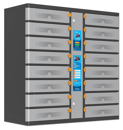 16-Compartment USB-C Charging Kiosk - 65W per Port Image 3