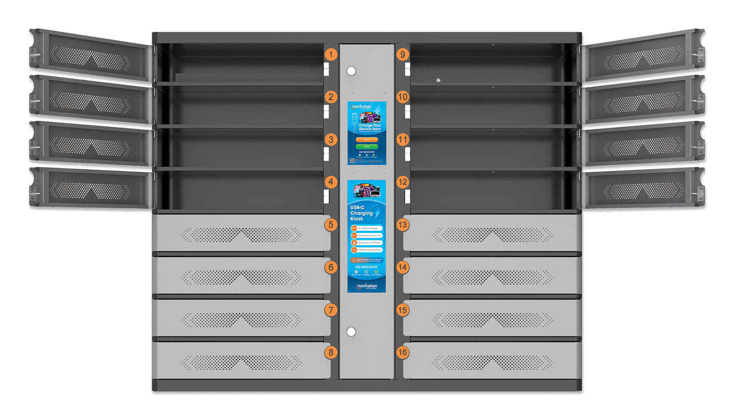 16-Compartment USB-C Charging Kiosk - 65W per Port Image 8