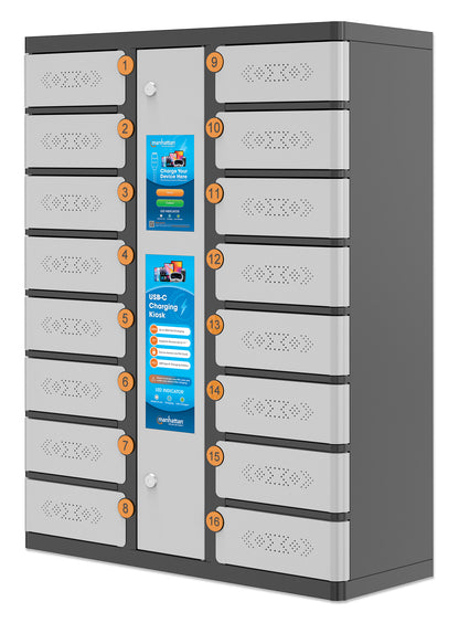 16-Compartment USB-C Charging Kiosk for Phones - 30W per Port Image 1