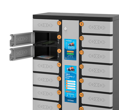 16-Compartment USB-C Charging Kiosk for Phones - 30W per Port Image 6