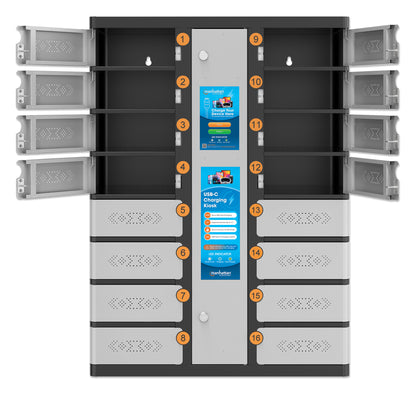 16-Compartment USB-C Charging Kiosk for Phones - 30W per Port Image 8