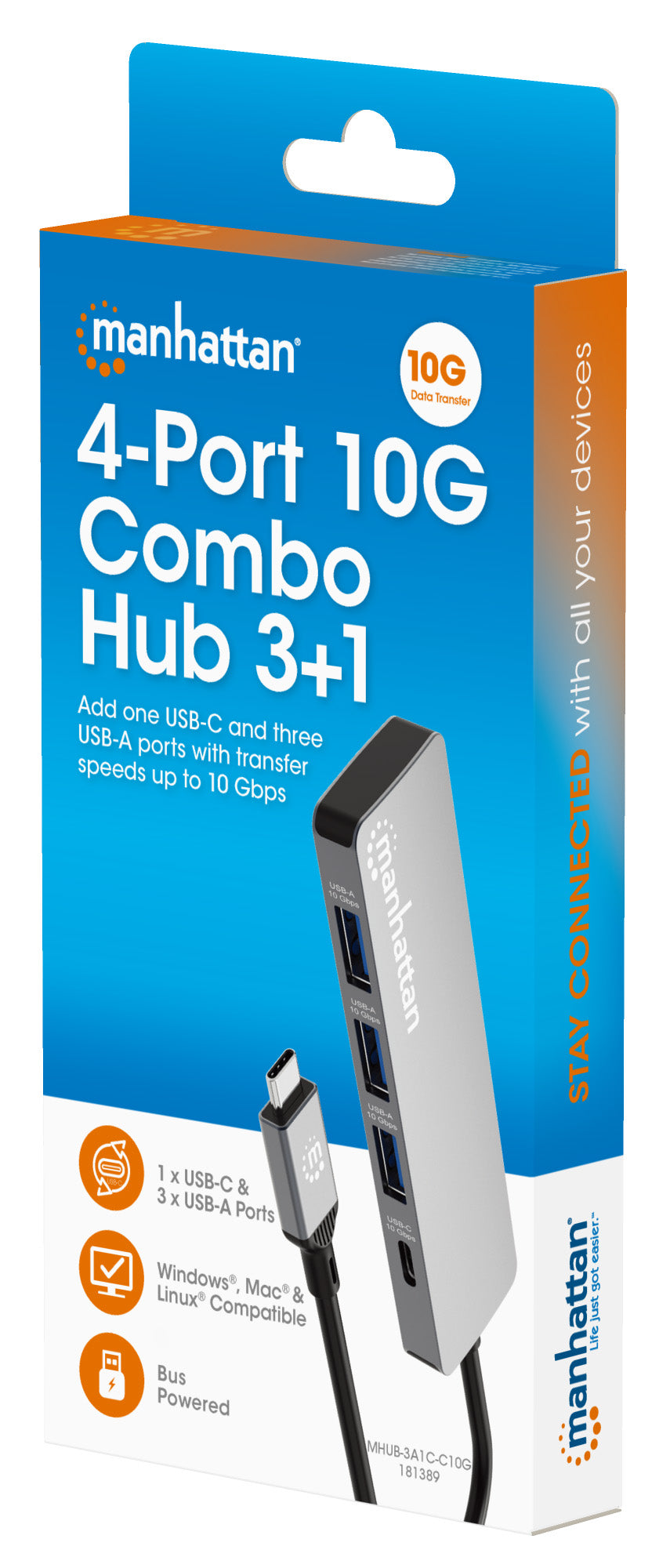 4-Port 10G USB-A / USB-C Combo Hub 3+1 Packaging Image 2